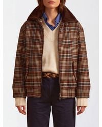 La Martina - Tartan Wool Blend Bomber Jacket With Velvet Collar - Lyst