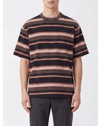 Sacai - Striped Cotton T-Shirt With Patch Pocket And Dropped Shoulders - Lyst