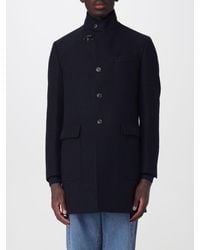 Fay - Wool Short Coat With High Collar And Iconic Metal Hook - Lyst