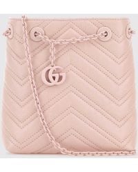 Gucci - Gg Marmont Mini Chevron Matelassé Nappa Leather Bucket Bag - Lyst