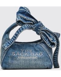 Marc Jacobs - The Bow Sack Denim Mini Bag With Bow And Embroidered Logo - Lyst