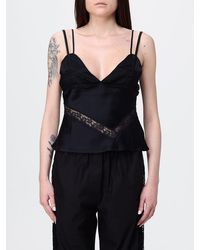 MSGM - Top En Satin Et Dentelle - Lyst