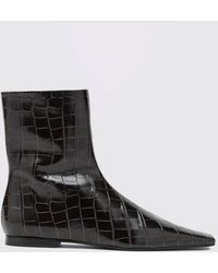 TOTEME - Croc-Effect Leather Ankle Boots With Tapered Toe And Low Heel - Lyst
