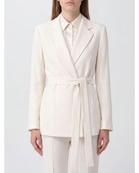 P.A.R.O.S.H. - Short Robe-Style P.A.R.O.S.H. Blazer With A Tie-Waist Belt And Lapels - Lyst