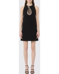 Valentino - Wool And Silk Mini Dress With Rhinestones - Lyst