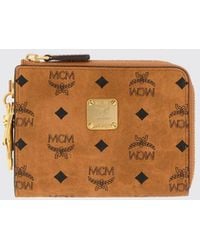 MCM - Aren Flat Coated Cotton Wallet With Visetos Print And Snap Hook - Lyst