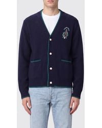 CASABLANCA - Wool And Cashmere Cardigan With Crest And Contrast Trim - Lyst