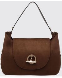 Liu Jo - Suede-Effect Synthetic Leather Shoulder Bag With Flap And Impressed Logo - Lyst
