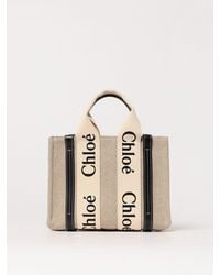 Chloé - Chlo&Eacute Chloè Woody Tasche Aus Leinen-Canvas Und Leder - Lyst