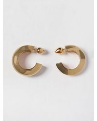 Alaïa - Tone Brass Hoop Earrings With Engraved Logo - Lyst