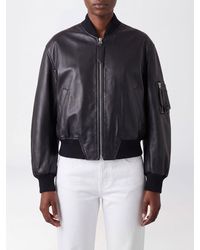 The Attico - Oversized Leather Bomber Jacket With Dropped Shoulders - Lyst