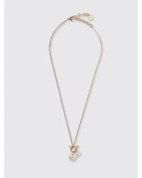 Ferragamo - Gancini Torchon Brass And Pearl Necklace - Lyst