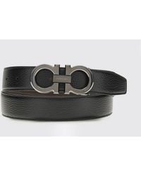 Ferragamo - Gancini Grained Calfskin Leather Belt - Lyst
