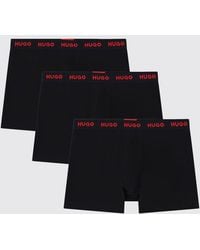 HUGO - Set Of Three Cotton Boxer Trunks With Logo Waistband - Lyst
