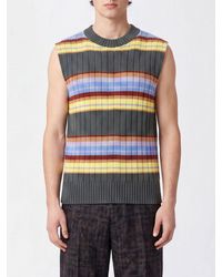 Dries Van Noten - Striped Cotton-Wool Blend Crewneck Sleeveless Jumper - Lyst