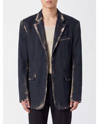 Camper - Single-Breasted Distressed Denim Blazer With Lapels And A Back Vent - Lyst