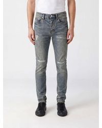 Purple - P001 Mid-Rise Slim Fit Stretch Denim Jeans With Worn Effect - Lyst