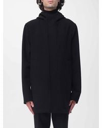 Manuel Ritz - Single-Breasted Wool Coat With Hood And Concealed Fastening - Lyst