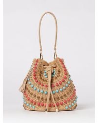 La Carrie - Andromeda Raffia Bag With Stones And Studs - Lyst