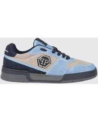 Philipp Plein - P-Force Leather Sneakers With Monogram And Crystals - Lyst
