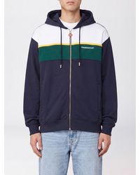 CASABLANCA - Striped Organic Cotton Zip-Up Hoodie With Embroidered Logo - Lyst