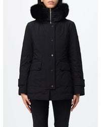 Peuterey - Knee-Length Polyester Parka With Shearling Hood And Applied Logo - Lyst