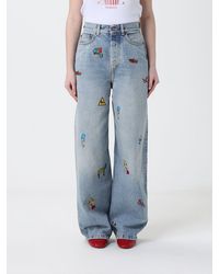 Fiorucci - Printed Denim Wide Leg Jeans - Lyst