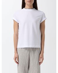 Brunello Cucinelli - Stretch-Cotton Crew-Neck T-Shirt With Monili Embroidery - Lyst