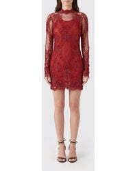Blumarine - Lace Sheath Mini Dress With Bead And Sequin Embroidery - Lyst