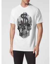Philipp Plein - Cotton T-Shirt With Skull Print And Rhinestone Applications - Lyst