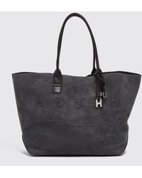 Hogan - Suede Calf Leather Tote Bag With Double Handle And Internal Pouch - Lyst