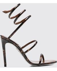 Rene Caovilla - Cleo Animal Print High-Heeled Sandals With Snake Ankle Strap - Lyst