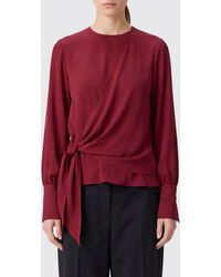 FEDERICA TOSI - Draped Viscose Blouse With Ruched Shoulders And Belt - Lyst