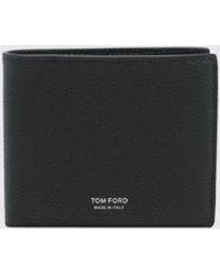 Tom Ford - Grained Calfskin Leather Bifold Wallet With Foil Logo - Lyst
