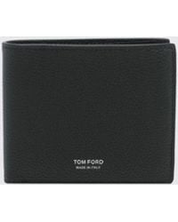 Tom Ford - Grained Calfskin Leather Bifold Wallet With Foil Logo - Lyst