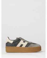 Hogan - Cool Leather And Technical Fabric Platform Sneakers With H Logo - Lyst