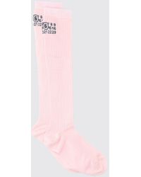MM6 by Maison Margiela - Cotton Blend Socks With Numbers Logo - Lyst