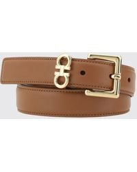 Ferragamo - Calf Leather Belt With Golden-Finish Gancini Buckle - Lyst