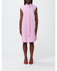 Moschino - Pleated Cotton Blend Mini Dress - Lyst