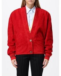 Versace - Suede Bomber Jacket With Contrast Piping And V-Neck - Lyst