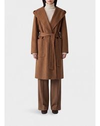 Max Mara - Virgin Wool Robe Coat With Hood And Belt - Lyst