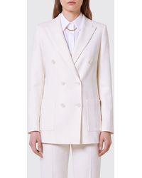 Elisabetta Franchi - Double-Breasted Cropped Viscose Blend Blazer With Peak Lapels - Lyst