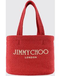 Jimmy Choo - Beach Tote East-West Raffia Bag With Embroidered Logo - Lyst