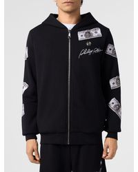 Philipp Plein - Zipped Cotton Hoodie With Graphic Print And Logo - Lyst