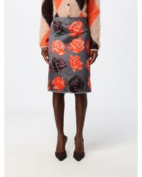MSGM - Floral-Print Crêpe Midi Pencil Skirt - Lyst