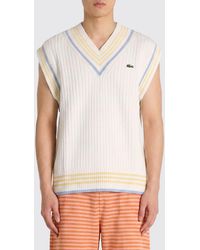Lacoste - V-Neck Cotton-Blend Knit Vest With Striped Trim - Lyst