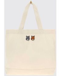 Maison Kitsuné - Maison Kitsun&Eacute Cotton Tote Bag With Chillax Fox Logo Print - Lyst