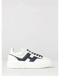 Hogan - H-Stripes Smooth Leather Sneakers With Contrast Logo And Chunky Sole - Lyst