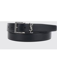 Saint Laurent - Cassandre Calfskin Leather Belt With Ysl Monogram Buckle - Lyst