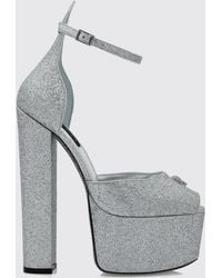 Philipp Plein - Glitter Leather Platform Sandals With High Heel And Skull - Lyst